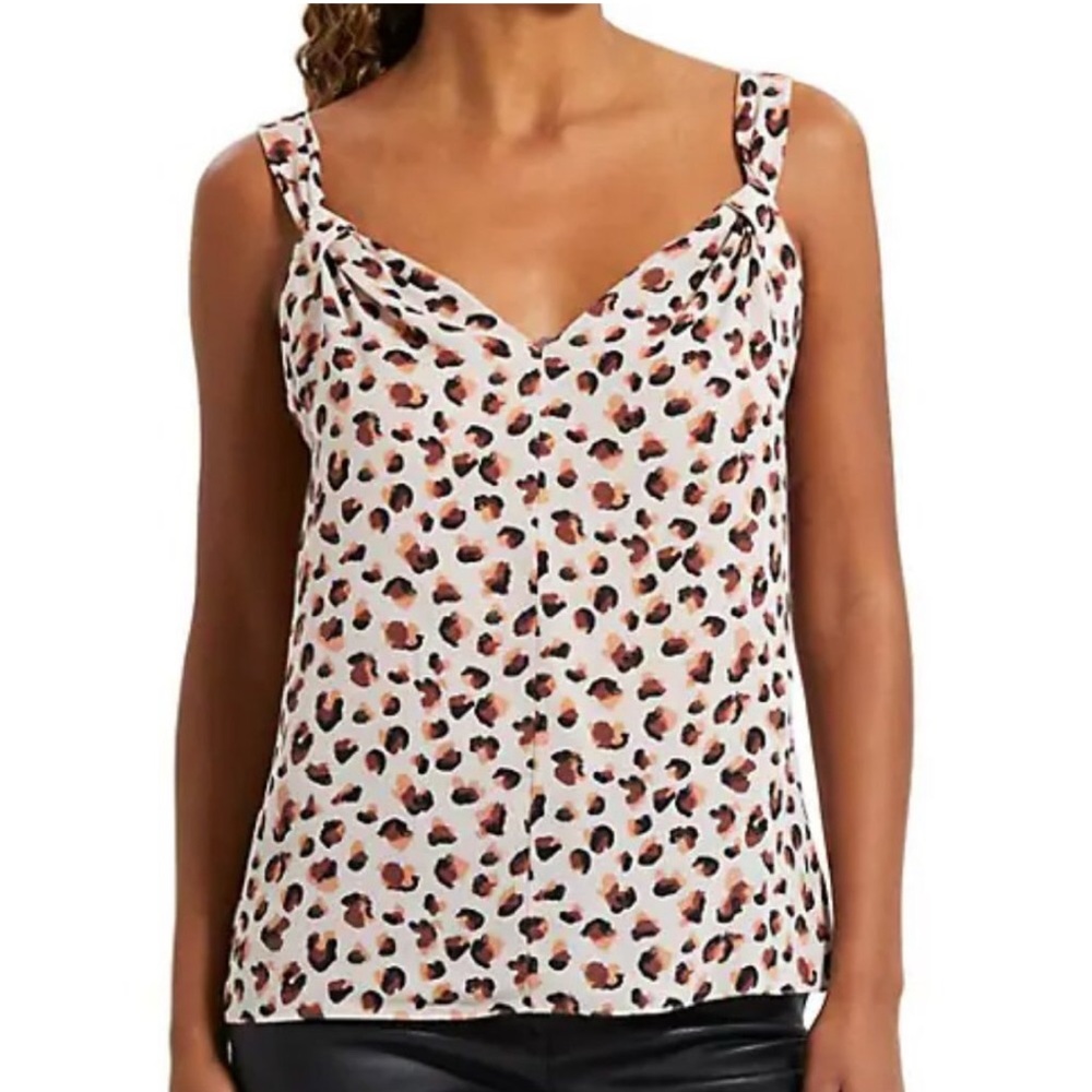 Theory Draped Leopard Silk Top MULTI LEO FLORA